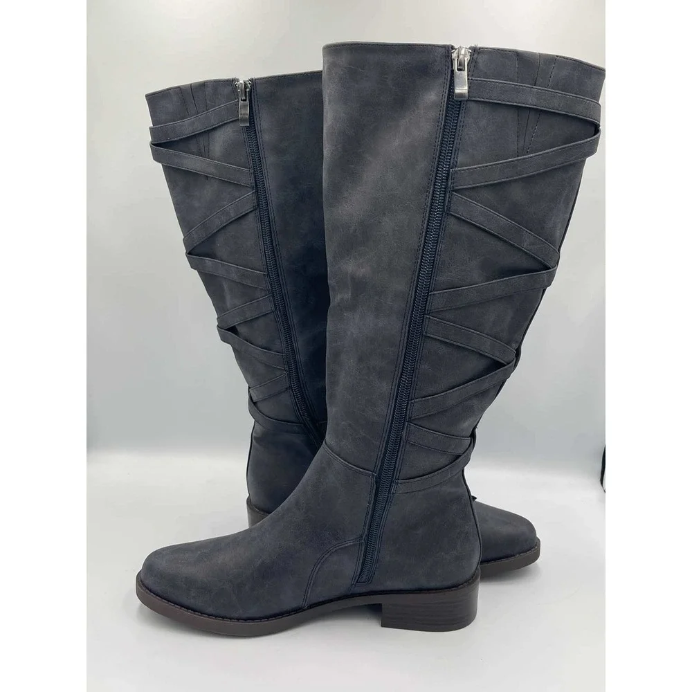 Journee Collection Womens Gray Knee High Boots Extra Wide Calf XWC Size 8 NEW
